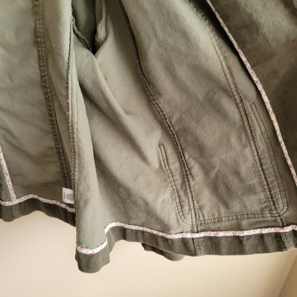 Cato Womens Corduroy Jacket Plus Size 22 24W Olive Green Pockets Button Closure - Picture 6 of 10